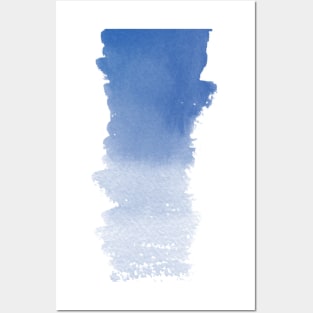 Blue Bold and Runny Brush Stroke Posters and Art